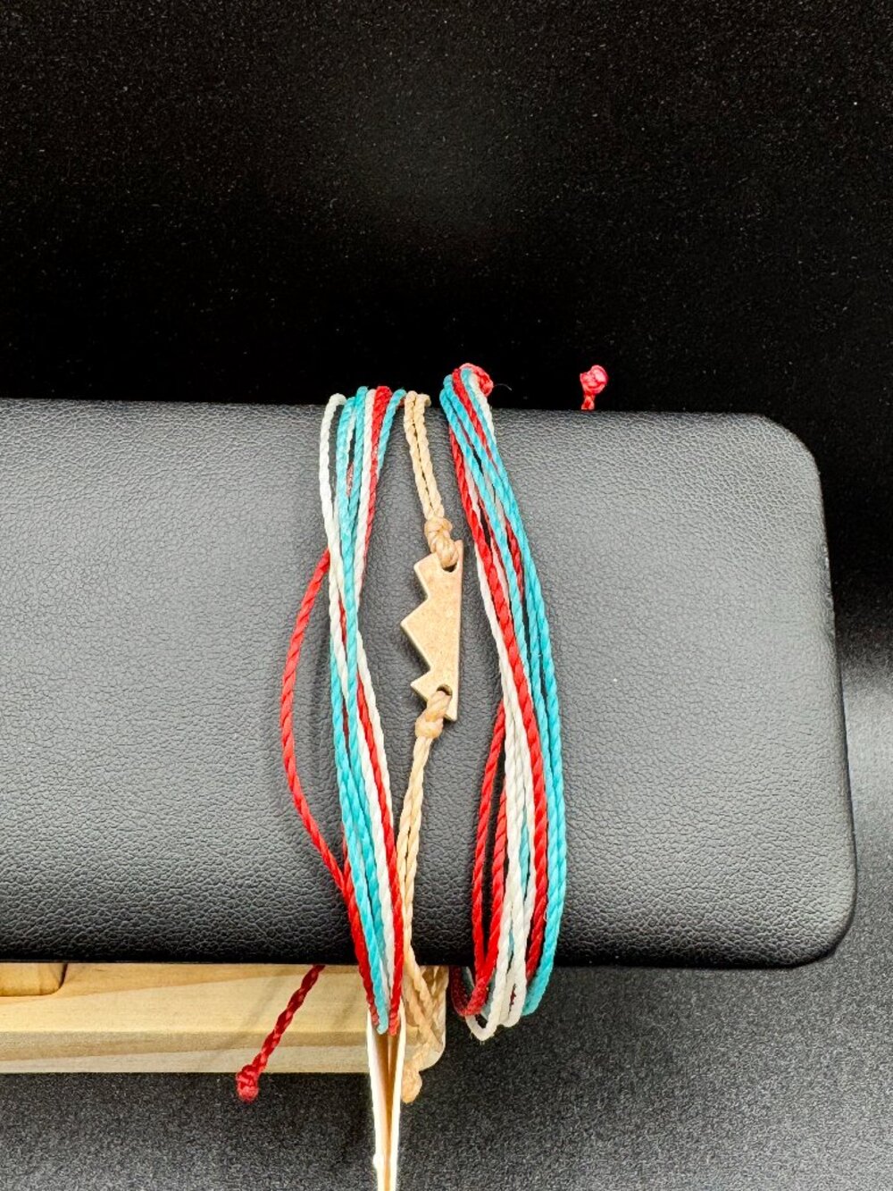 Pura Vida Red White Blue Mountain Gold Charm Boho Bracelet Stack
